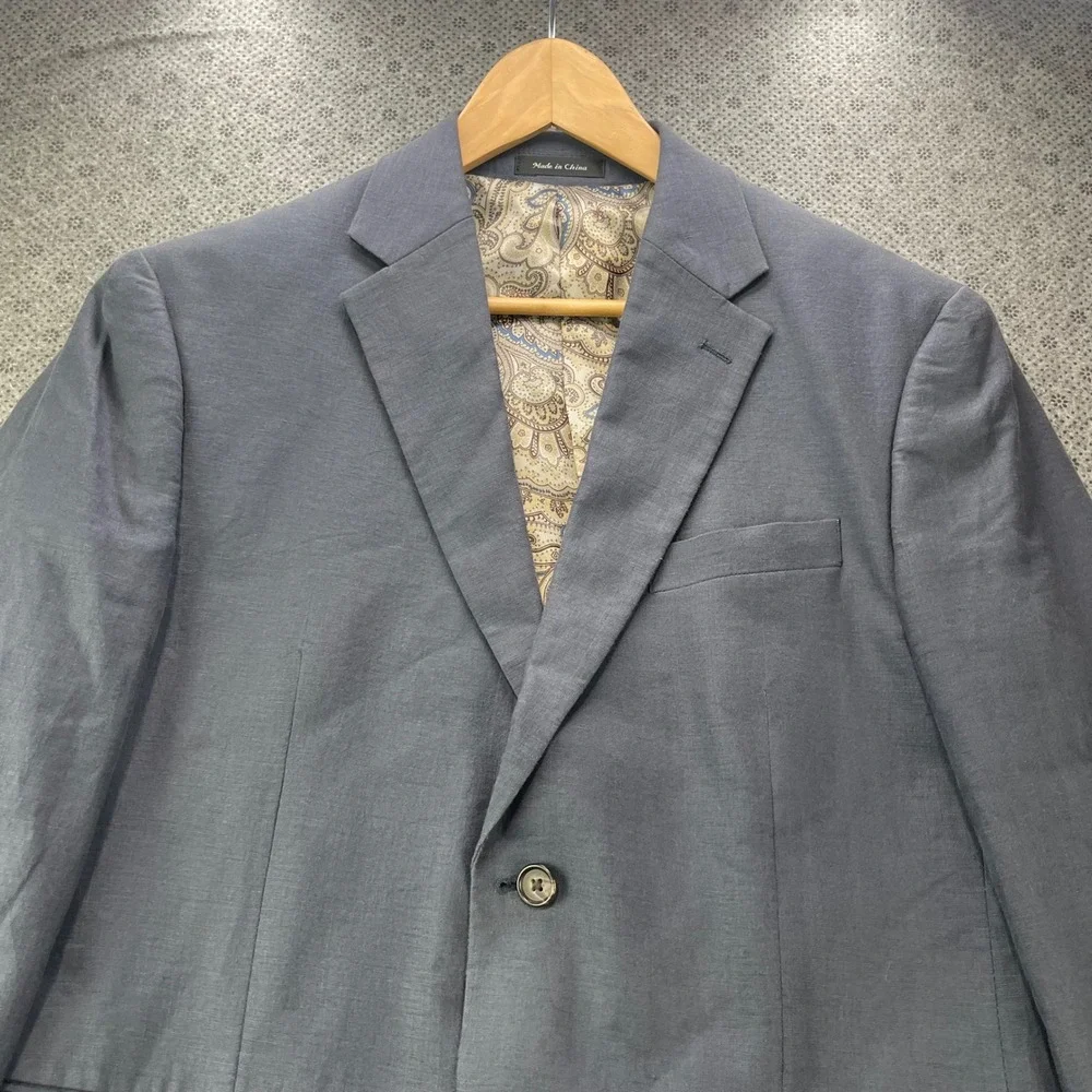 Lauren Ralph Lauren Mens 40S Blue 100% Linen Blazer Paisley Lining Sport Coat